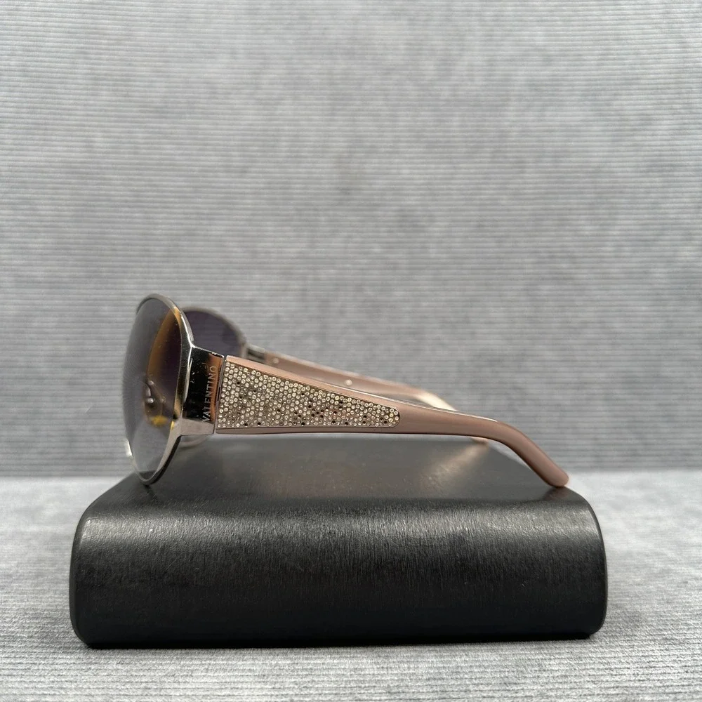 Valentino 5451/S Crystal Embellished Shield Sunglasses Silver Pink Y2k